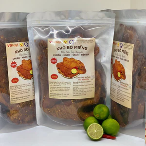 Khô Bò Miếng Tảng Tây Nguyên 500G Túi Zip 100% Thịt Bò Tươi VnFood