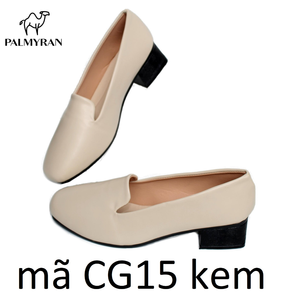 Giày nữ cao gót 3cm mũi vuông da xịn thật cao cấp CG15