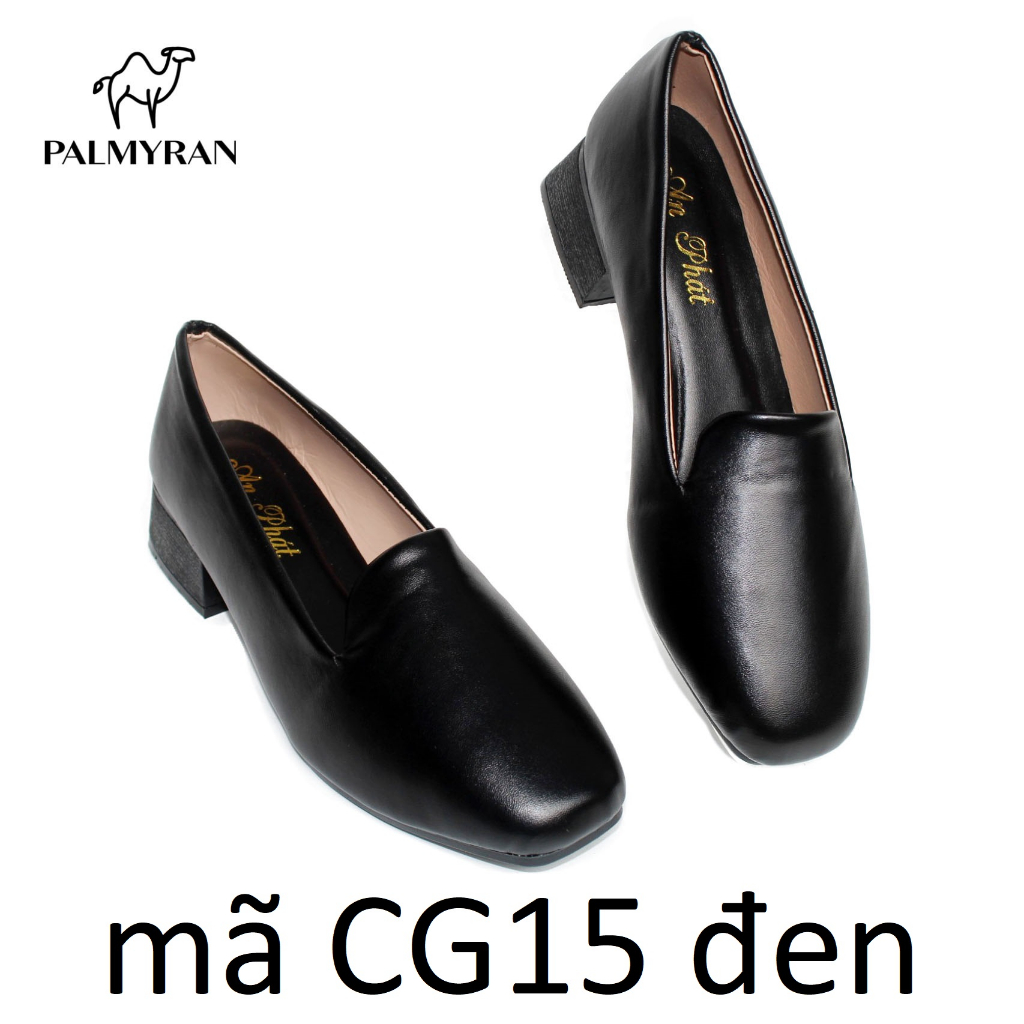 Giày nữ cao gót 3cm mũi vuông da xịn thật cao cấp CG15