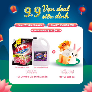 (Combo 2 món) 1 Túi Nước Giặt 3,9kg + 1 Can Nước Xả Vải 3,5kg HOMIE EXPERT