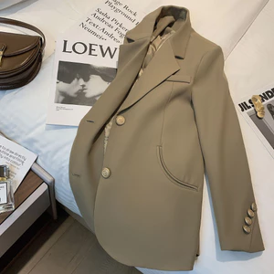 Áo vest nữ áo blazer nữ dài tay hàng Quảng Châu TÚI CÁCH ĐIỆU mẫu mới áo vest công sở màu nâu đen trắng