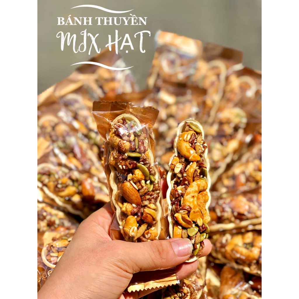 GÓI LỚN 500g Bánh thuyền mix hạt dinh dưỡng đồ ăn vặt healthy giảm cân ...