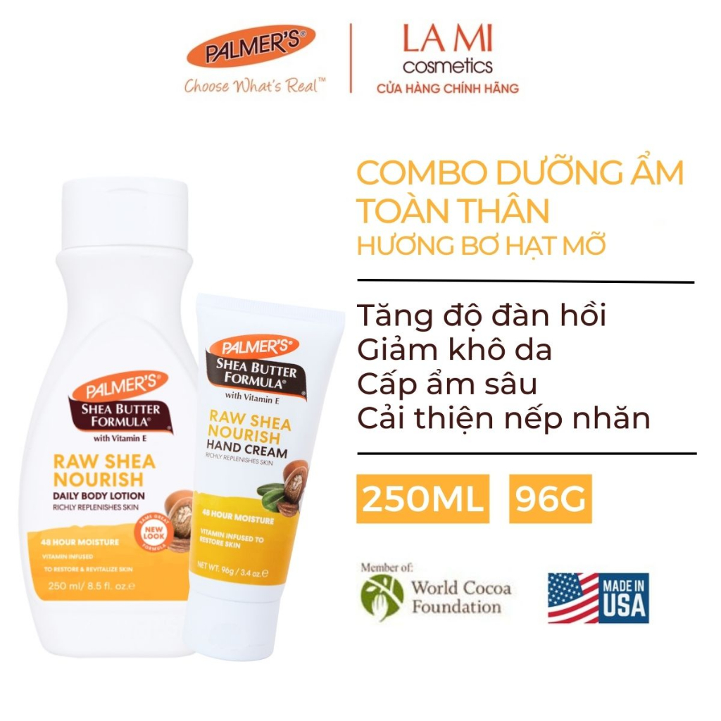 Ảnh Combo Dưỡng ẩm toàn thân hương Bơ Hạt Mỡ Palmer's (Sữa dưỡng thể 250ml và Kem dưỡng da tay 96g) 1