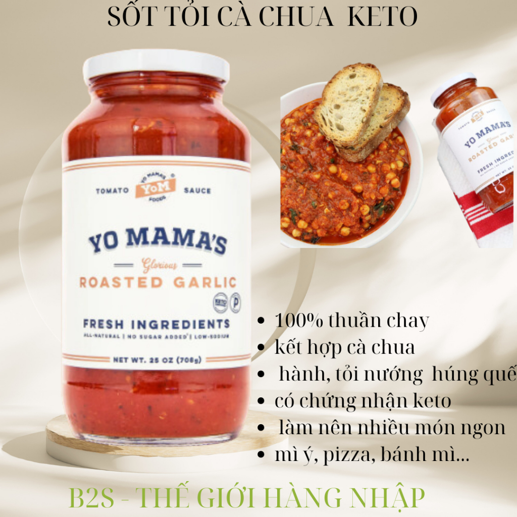 Sốt cà chua hữu cơ Keto Roasted Garlic Tomato Sauce Yo Mama’s Foods 708g Shopee Việt Nam