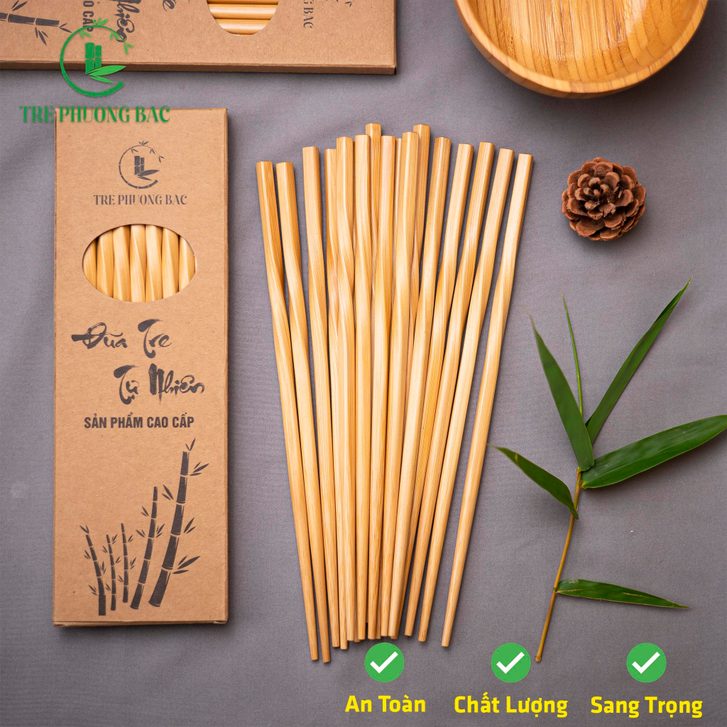 Đũa gỗ tre dạng xoắn TRE PHƯƠNG BẮC cao cấp, an toàn, tự nhiên, không cong vênh (Hộp 10 đôi)