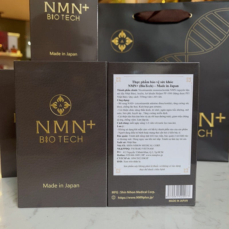 Viên Uống NMN+ Biotech Nhật Bản Hỗ Trợ Chống Lão Hóa Hộp 60 Viên