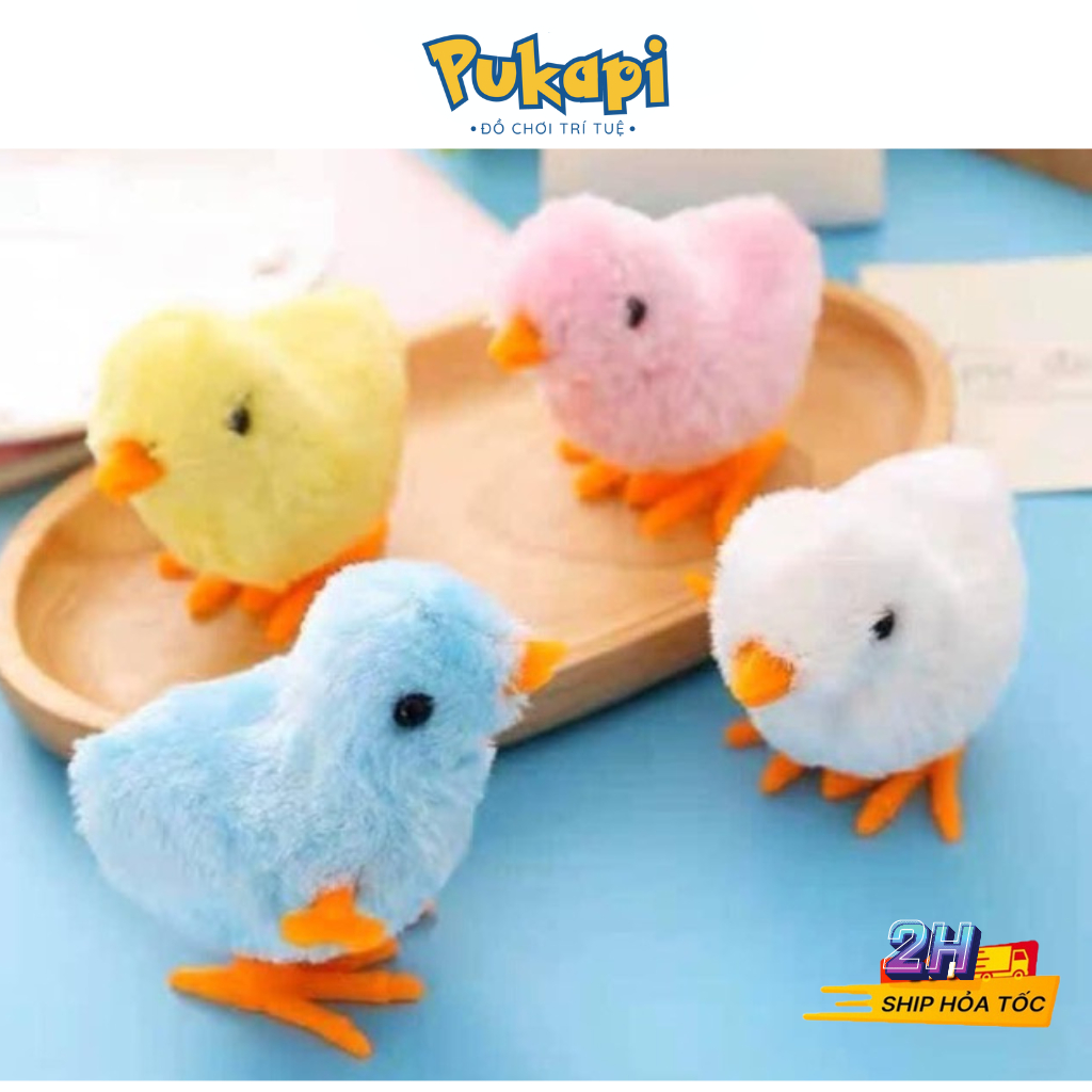 Combo 4 Con Gà Chạy Dây Cót Hồng Xanh Trắng Vàng Đồ Chơi Gà Vặn Cót Cho Bé PUKAPI