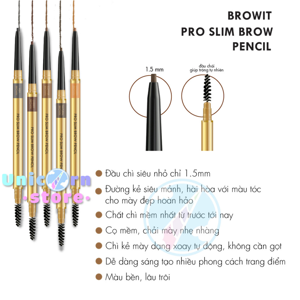 Chì Kẻ Mày Siêu Mảnh Browit By Nongchat Pro Slim Brow Pencil 0.06g