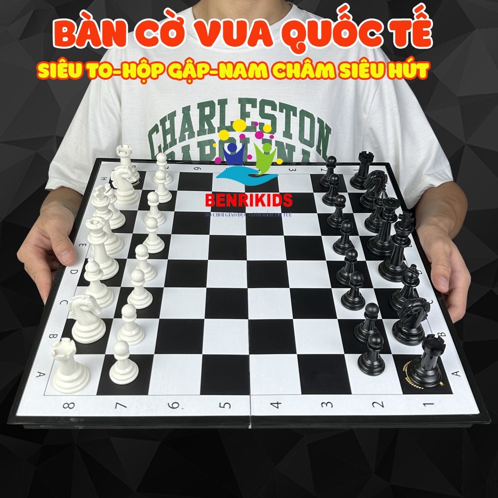 Bàn Cờ Vua Siêu To Khổng Lồ Có Nam Châm Siêu Hút Bàn Gập Kiêm Hộp Đựng Tiện Lợi
