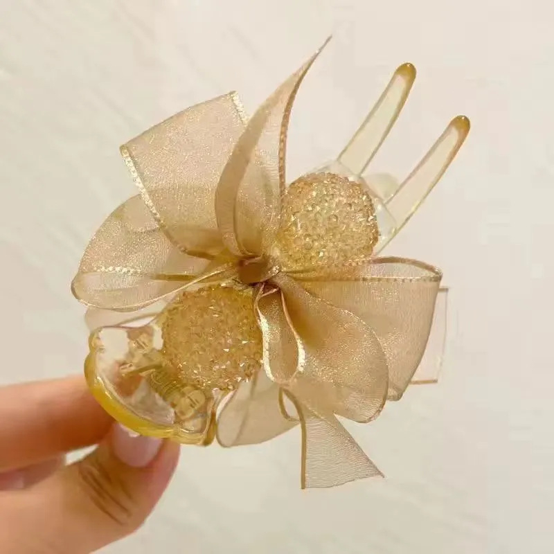 Kẹp tóc càng cua gắn đá lấp lánh đính nơ cánh bướm phong cách mới sang chảnh nổi bật siêu chắc chắn