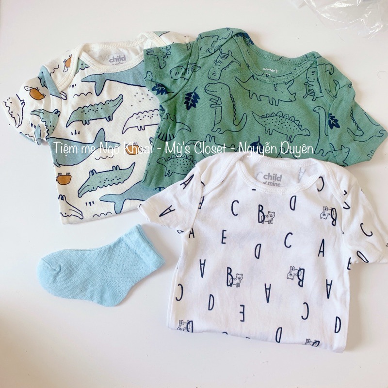 [MD116] 0-3M Body chip ngắn tay bé trai chất liệu cotton mềm mát