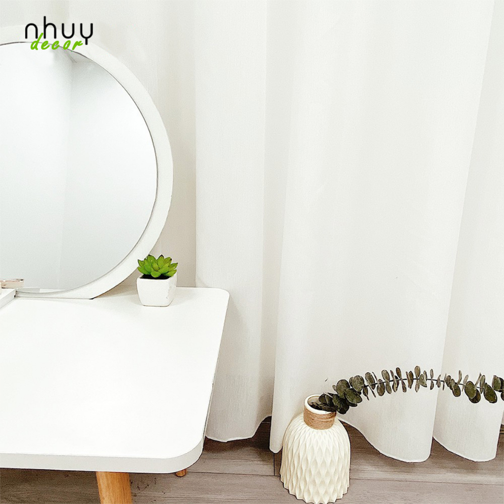 Bàn trang điểm mini có gương, bàn phấn ngồi bệt kèm gương tiện lợi chân gỗ tự nhiên phong cách Bắc Âu hiện đại