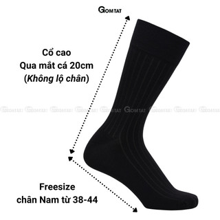 Tất vớ giày tây nam cổ cao GOMTAT mẫu gân chìm, chất liệu mềm mại, thoáng mát, êm chân - LUX-TAYCHIM-1DOI