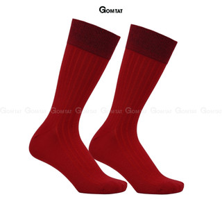 Vớ cổ cao nam đi giày tây GOMTAT mẫu gân chìm màu đỏ, chất liệu cotton cao cấp, hút ẩm thoáng khí  - LUX-TAYCHIM-DO