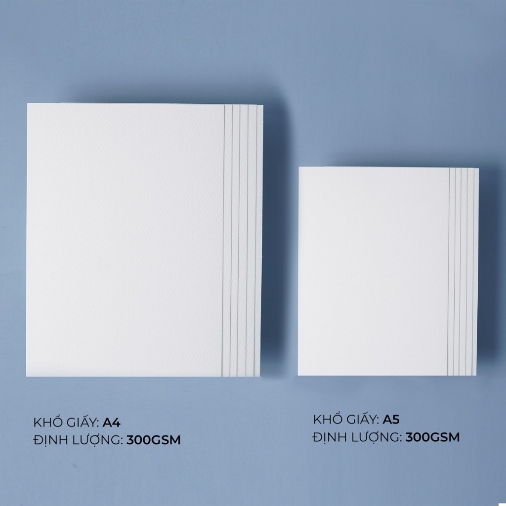 Giấy Vẽ Màu Nước Chuyên Dụng A3 A4 350gsm/ 300gsm HAPPY GLOBAL ART - Giấy Loang Màu Vân Cold, Chống Nhăn
