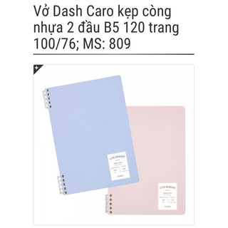 KLONG 🔥 Vở Dash Caro / Dot Line kẹp còng nhựa/ lò xo 2 đầu A5 - B5 120 trang; MS: 809 - 810 - 504 - 505 - 506 - 507 🐻🌸
