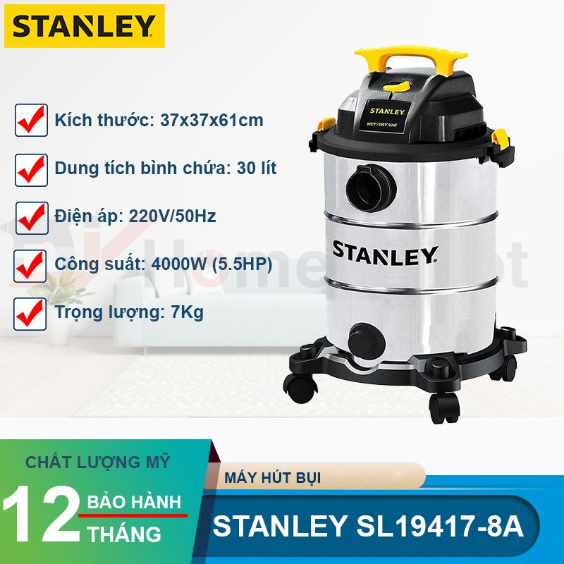Ảnh Máy hút bụi công nghiệp khô và ướt Stanley SL19417-8A 4000W 5.5HP - bộ lọc HEPA - Bảo hành 12 tháng Kèm Phụ Kiện 3