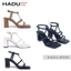Giày Cao Gót 7P Đế Vuông Sandal Quai Ngang 3 Dây HADU MM7159 Da Vân Siêu Bền BH 12T