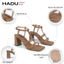 Giày Cao Gót 7P Đế Vuông Sandal Quai Ngang 3 Dây HADU MM7159 Da Vân Siêu Bền BH 12T