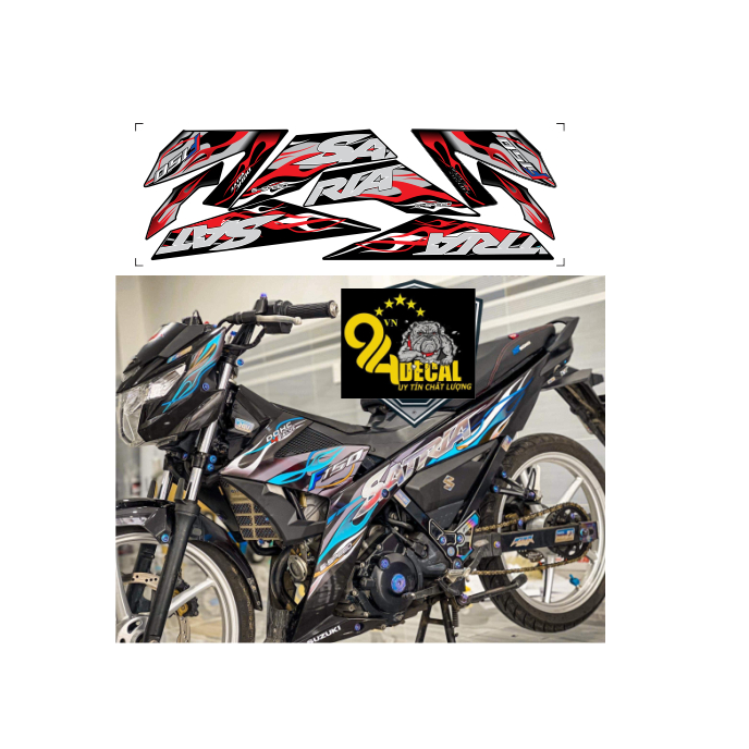 tem rời SATRIA 150C mẫu lửa đa dạng màu sắc