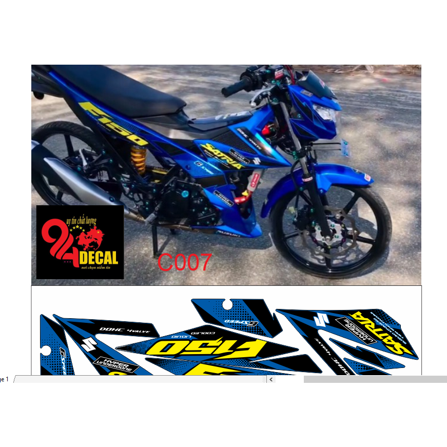 tem rời SATRIA 150c cao cấp