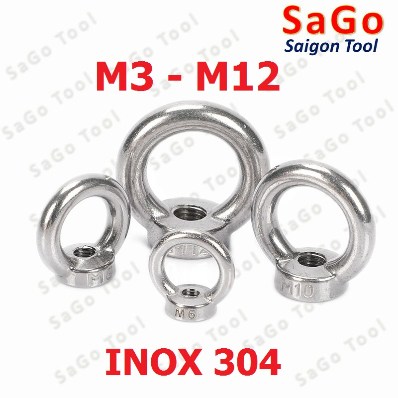 Bulong móc cẩu âm, bulong tai cẩu âm INOX 304 size M3 M4 M5 M6 M8 M10 ...