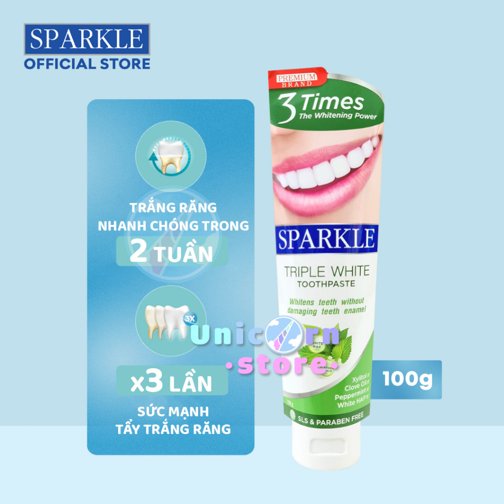 Kem Đánh Răng Làm Trắng Răng Hương Bạc Hà Nội Địa Thái Sparkle Triple White Toothpaste 100g