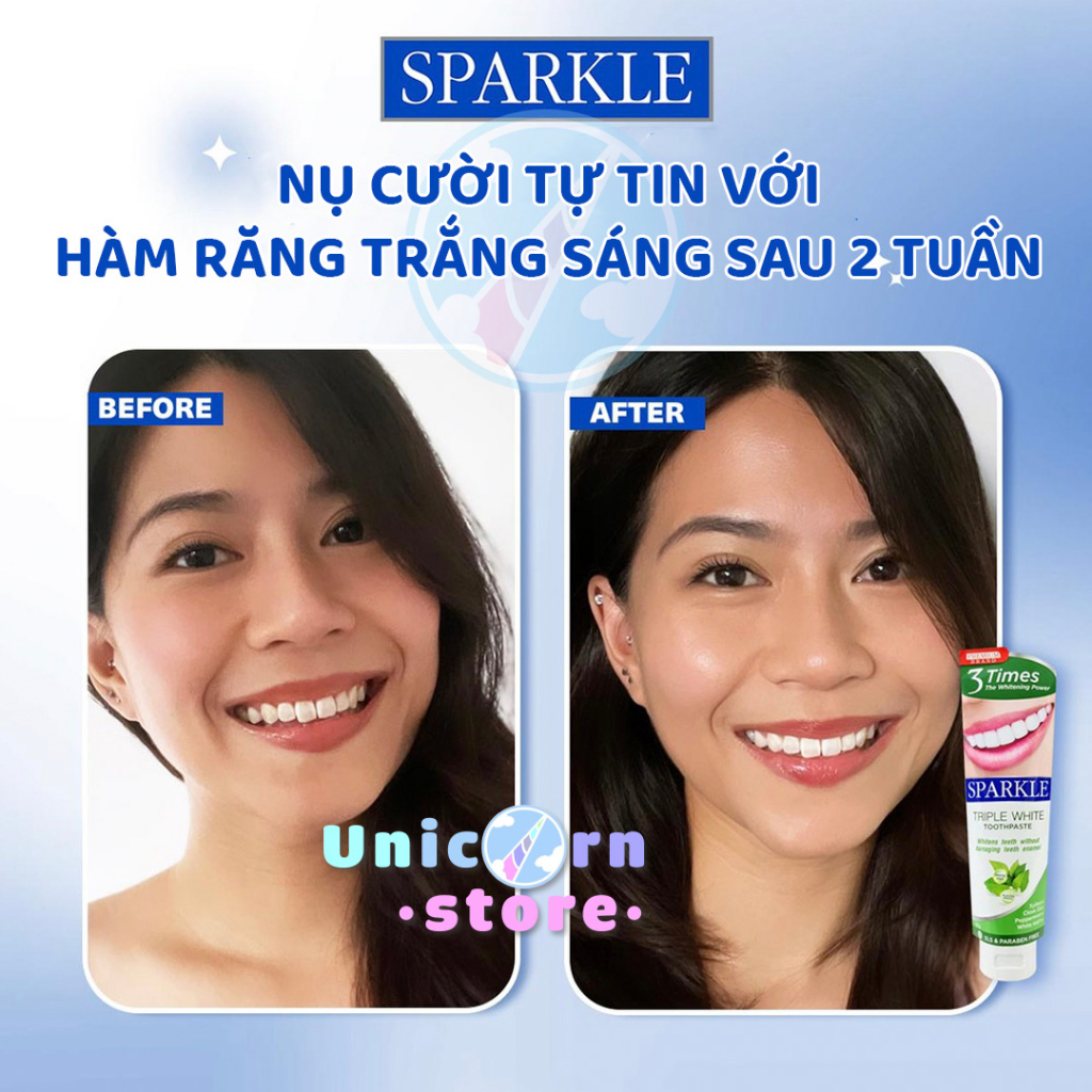 Kem Đánh Răng Làm Trắng Răng Hương Bạc Hà Nội Địa Thái Sparkle Triple White Toothpaste 100g