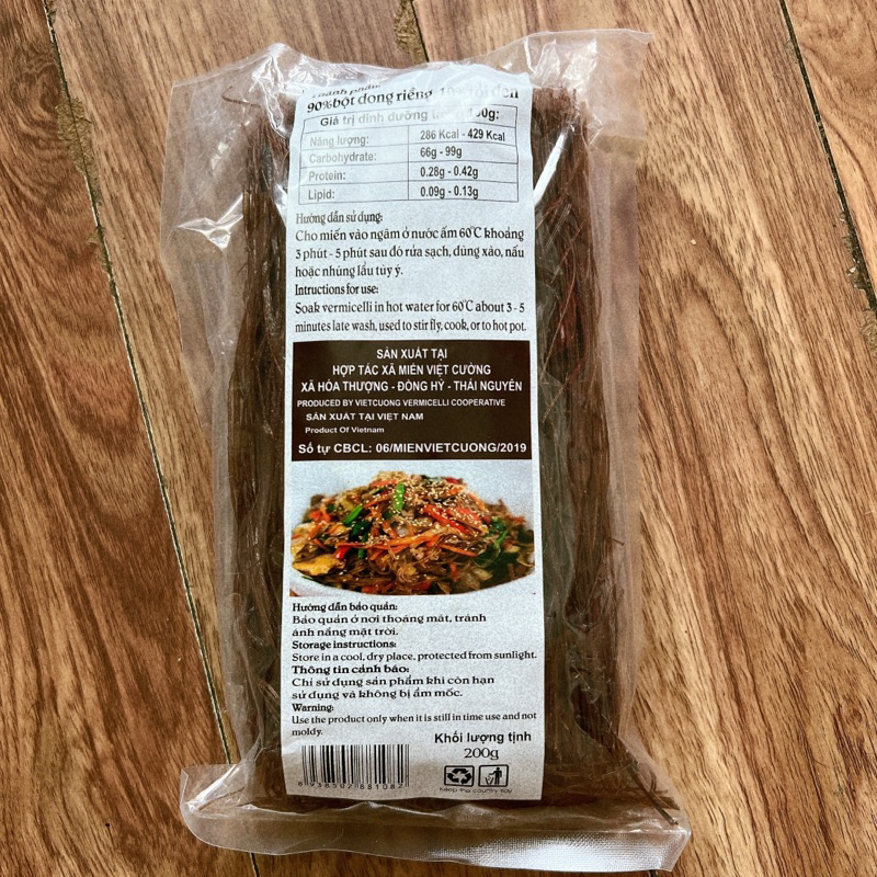 GÓI 200G MIẾN DONG RIỀNG HOA ĐỎ TỎI ĐEN DAI NGON
