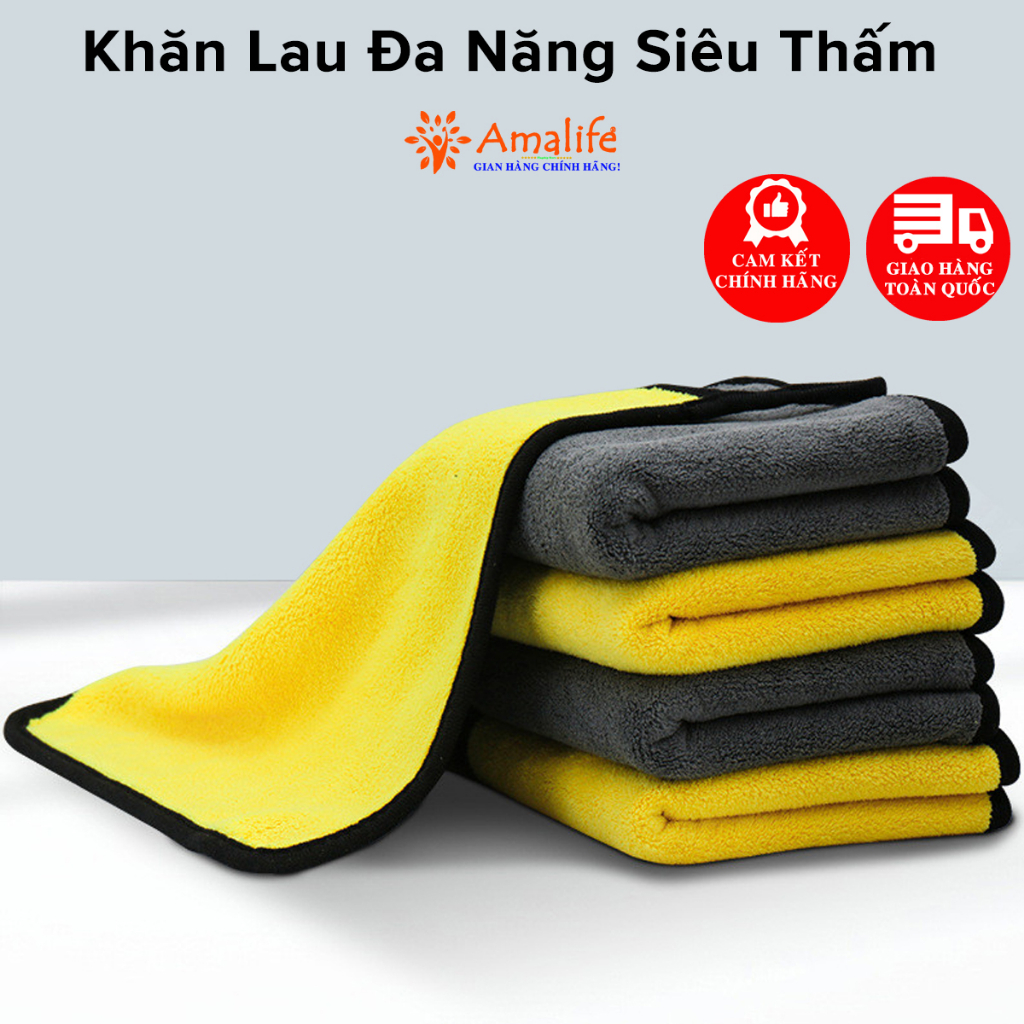 Ảnh Khăn Lau Đa Năng Siêu Thấm 30*30cm Sợi Microfiber Dày Dặn Chuyên Dùng Cho Xe Ô Tô Xe Tải Lau Đồ Dùng Chính Hãng Amalife 1
