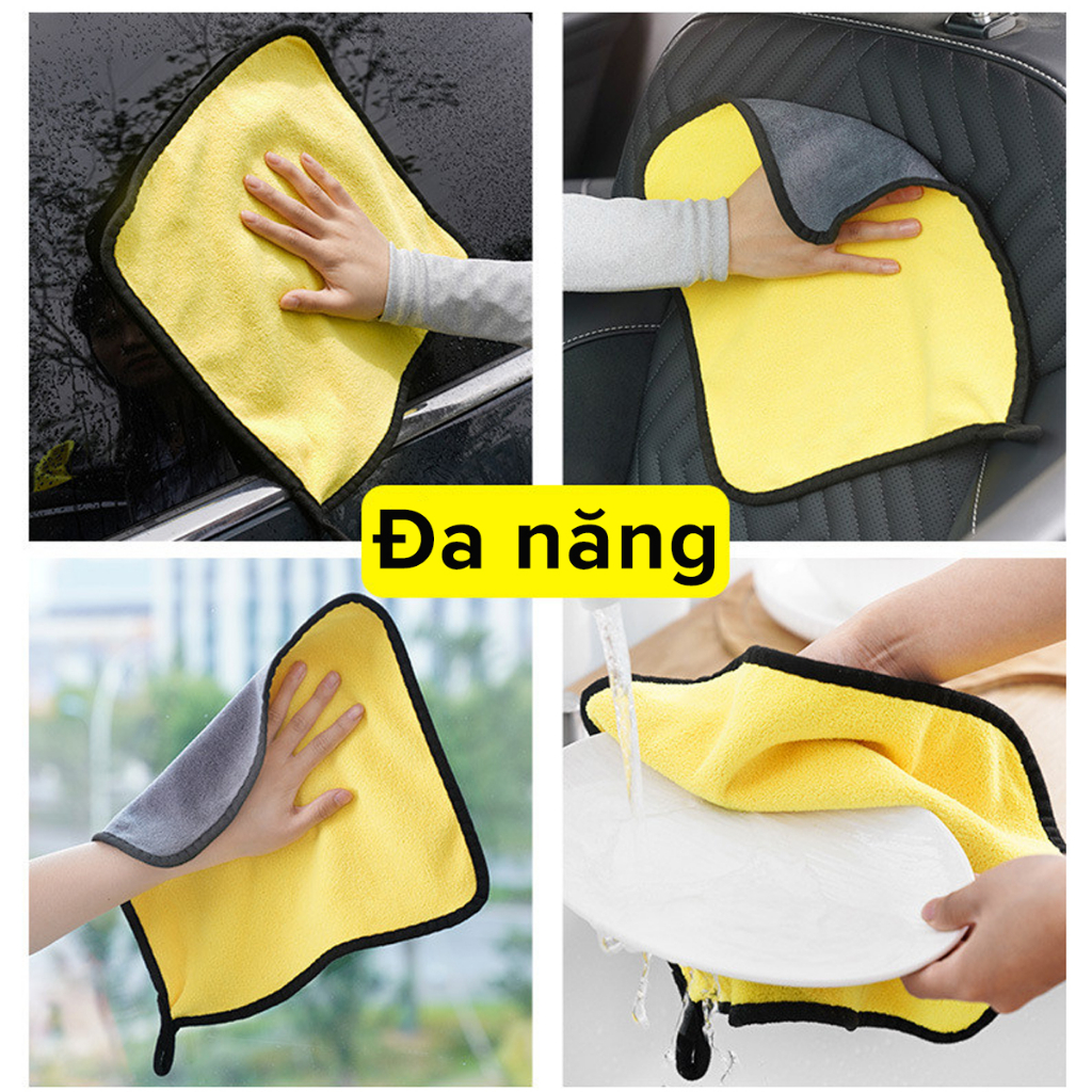 Ảnh Khăn Lau Đa Năng Siêu Thấm 30*30cm Sợi Microfiber Dày Dặn Chuyên Dùng Cho Xe Ô Tô Xe Tải Lau Đồ Dùng Chính Hãng Amalife 2