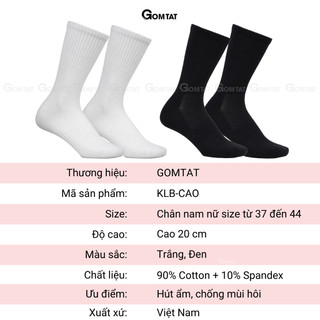 Tất vớ nam nữ cổ cao trơn màu GOMTAT chất liệu cotton cao cấp, hút ẩm thoáng khí, mềm mại êm chân  -GOM-KLB-TRONCAO-1DOI
