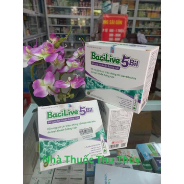 BaciLive5Bil , bổ sung 5 tỷ bào tử lợi khuẩn . hỗ trợ giảm các triệu chứng rối loạn tiêu hóa do loạn khuẩn đường ruột