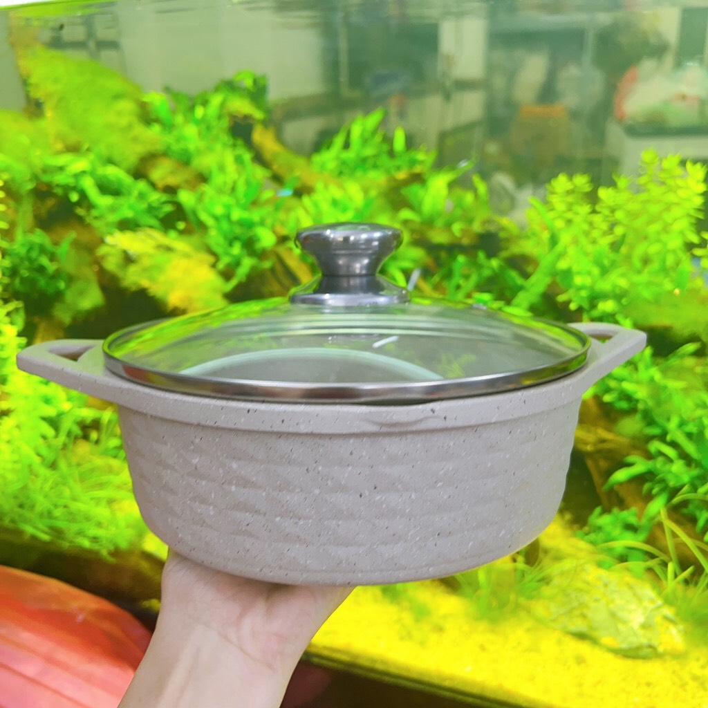 Nồi vân đá chống dính đúc liền khối 5 lớp đáy từ NEOF công nghệ Hàn Quốc size 18cm - 24cm - Nôi sử dụng đươc bếp từ