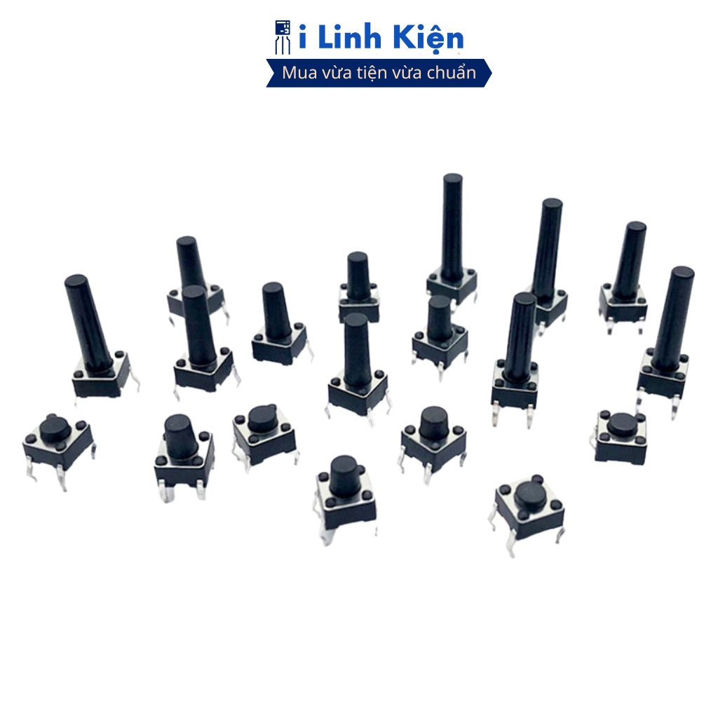 Nút nhấn 4 chân 6x6 đầy đủ các giá trị tiếp điểm đồng chính hãng ilinhkien.