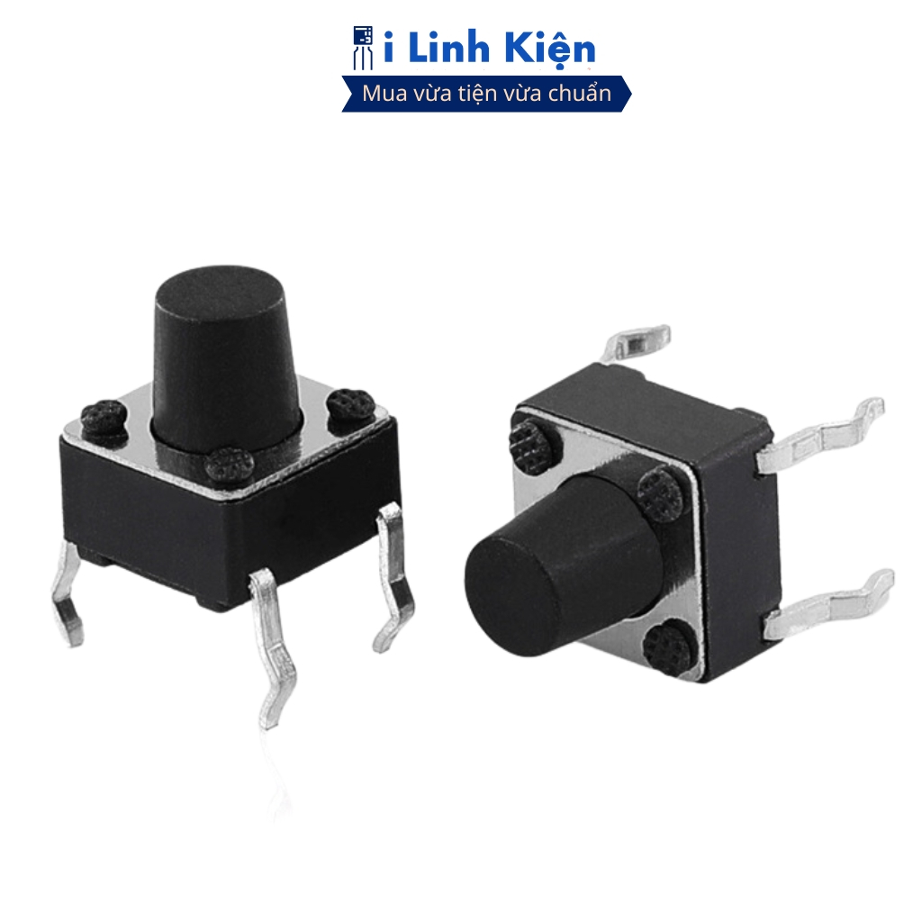 Nút nhấn 4 chân 6x6x5/6/7/8/9/10/12/14/15/17mm tiếp điểm đồng chính hãng ilinhkien.