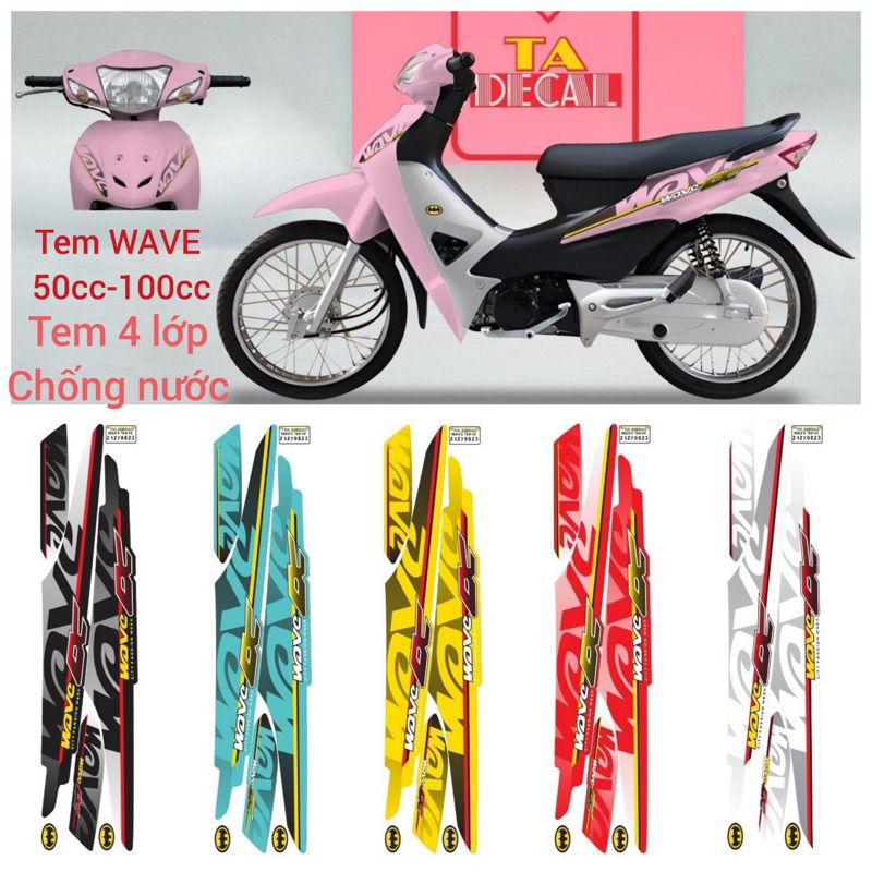 [Nhiều mẫu màu]Tem rời xe Wave Alpha 100 & 50cc chữ to,tem 4 lớp hàng ...