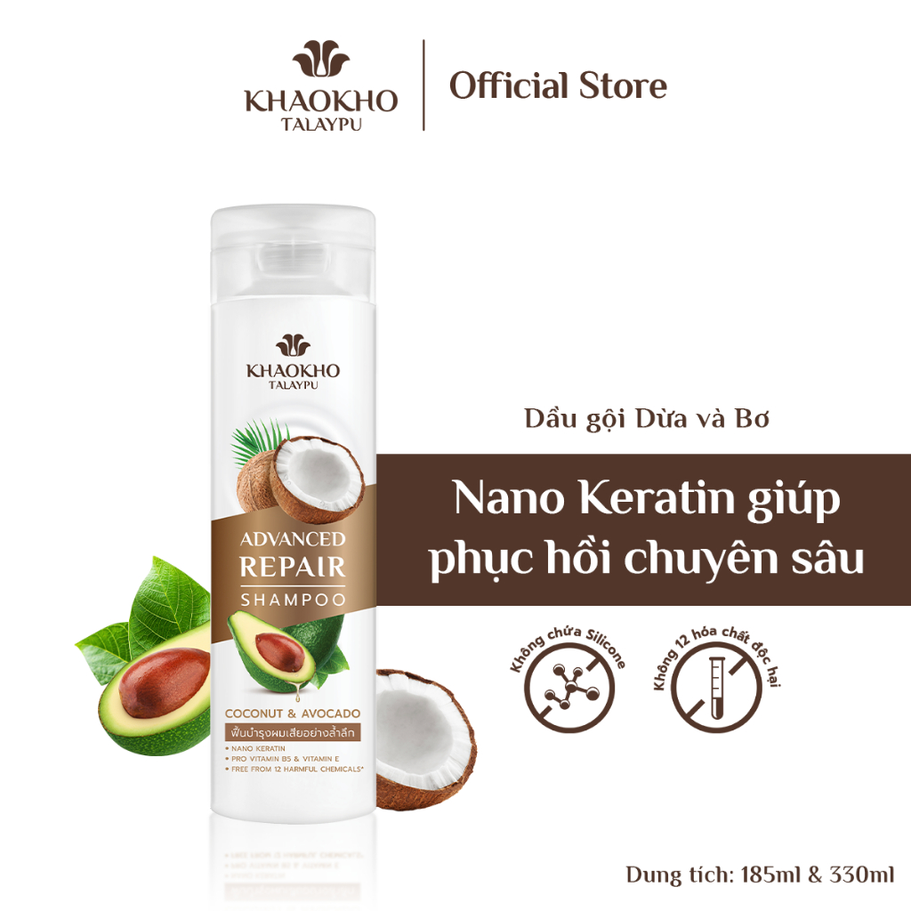 Dầu gội thảo dược KhaoKho Talaypu chứa Nano Keratin giúp phục hồi tóc ...