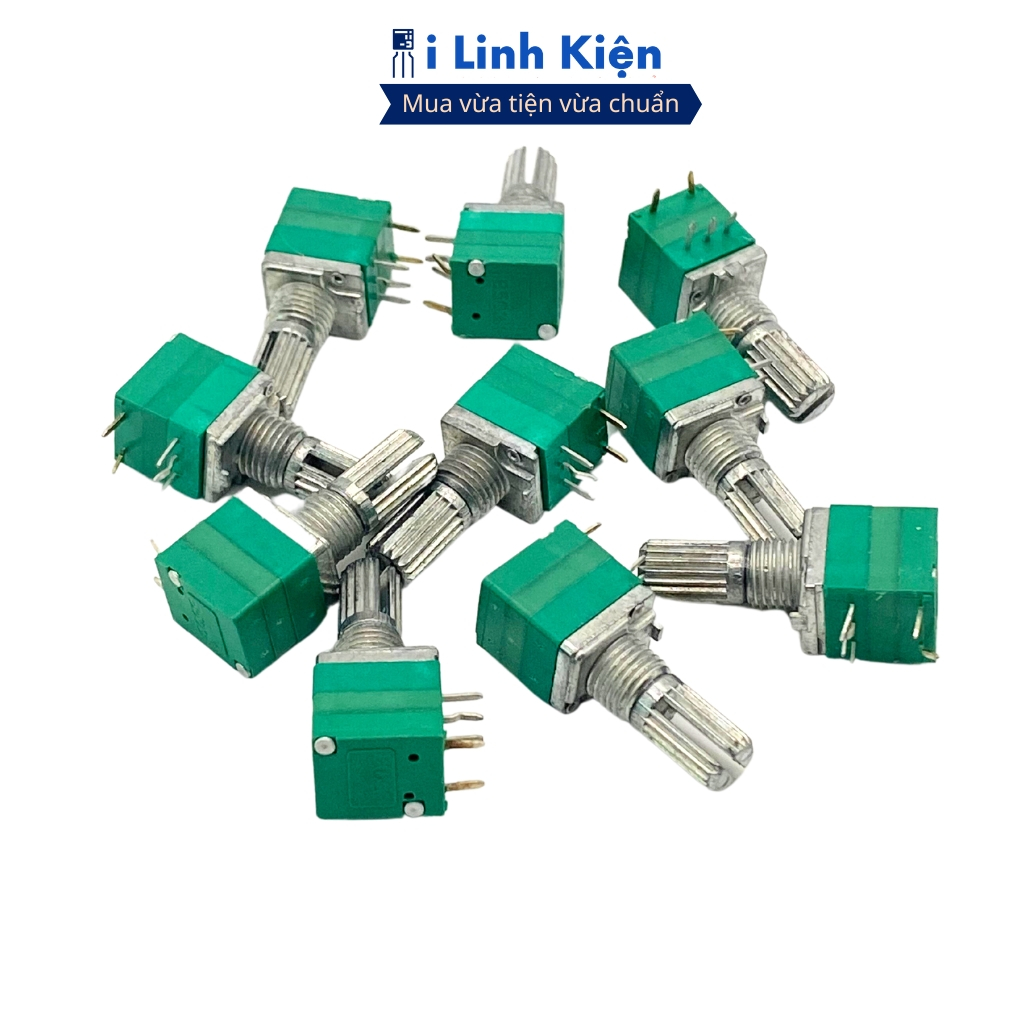 Chiết áp công tắc đơn RV097NS xanh 5 chân 5K - 500K chính hãng ilinhkien.