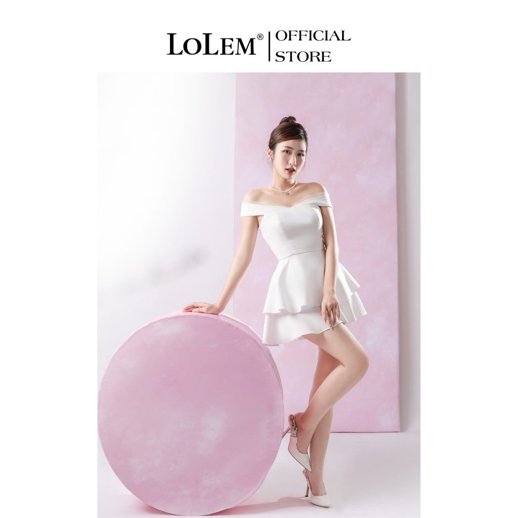 Set áo peplum chân váy xòe LOLEM SV265 rớt vai chất linen thun co giãn tốt