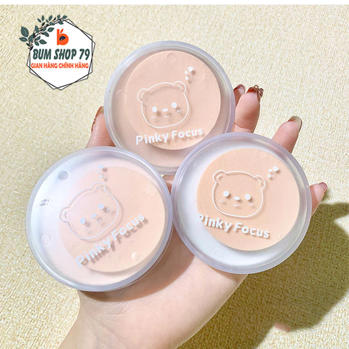 Phấn phủ kiềm dầu dạng nén Pinky Focus che khuyết điểm da, Phấn phủ dạng nén kiểm soát dầu tối ưu chất phấn mỏng mịn