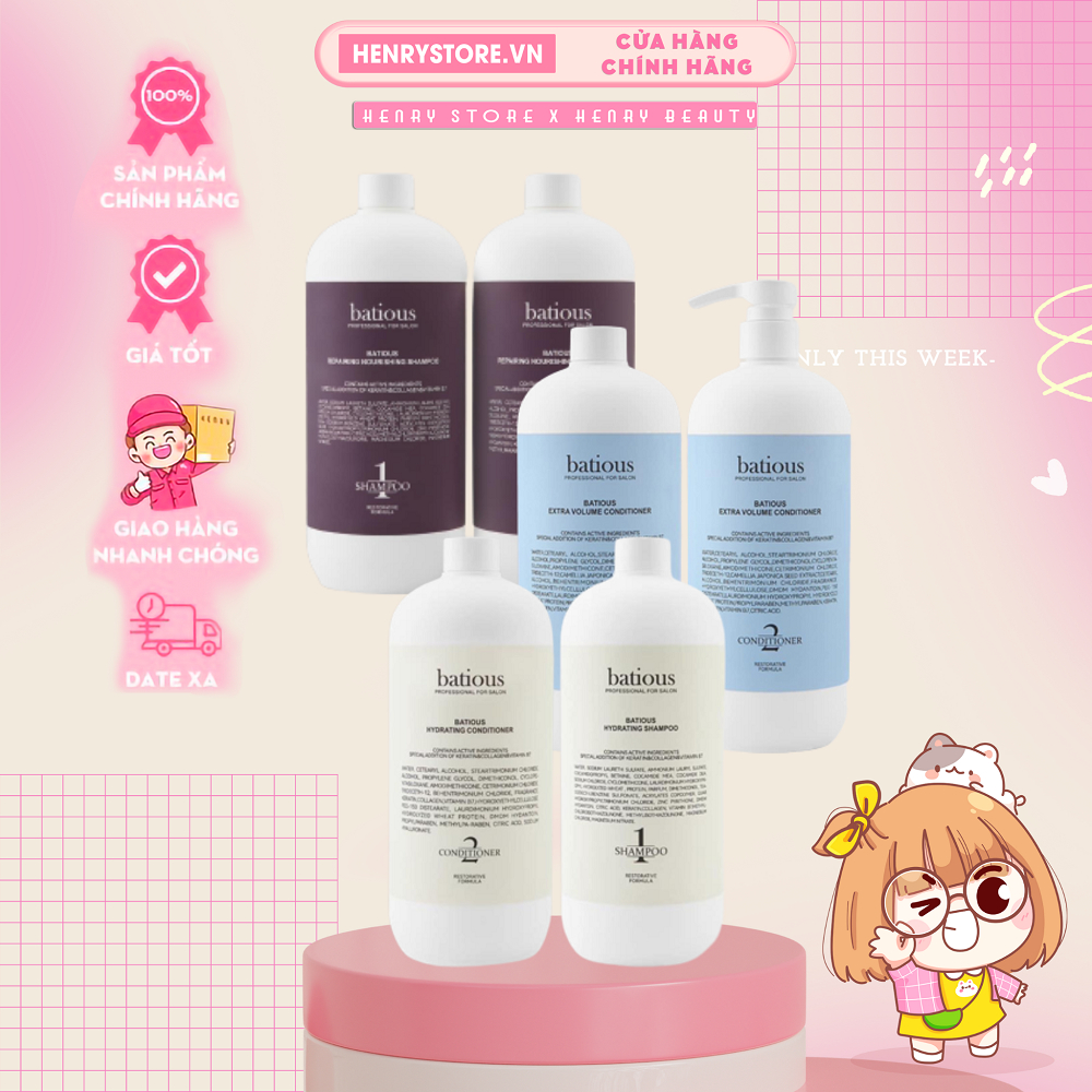 Combo dầu gội dầu xả BATIOUS Professional for Salon 960ml x 2 chai ...