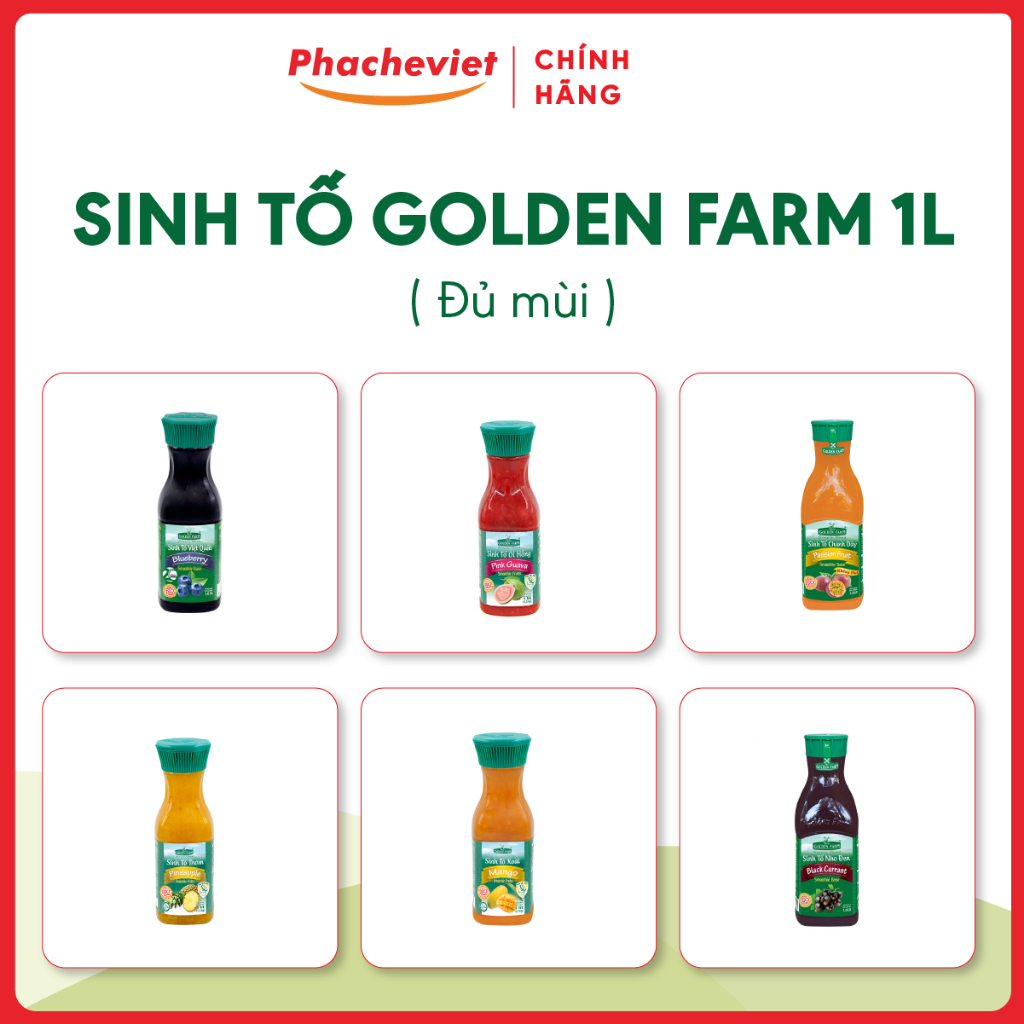 Sinh tố Golden Farm đủ vị trái cây chai 1000ml