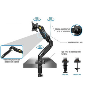 NB–F80 /Giá Treo Màn Hình Máy Tính/ Tay Treo Màn Hình/ Xoay 360 Độ [Màn Hình 17" - 27"inch] Tải Trọng 9kg