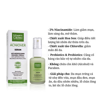 Tinh Chất Dưỡng Giảm Mụn Kiểm Soát Nhờn Martiderm, Serum Sáng Da Mờ Thâm MartiDerm Acniover Serum 30ml