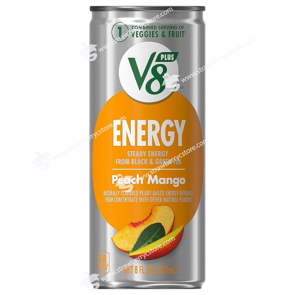 Nước Tăng Lực Vị Đào Xoài V8 +ENERGY Peach Mango Energy Drink, Made ...