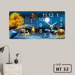 Đồng Hồ Treo Tường Decor Tráng Gương 'HƯU TÀI LỘC,CÂY KIM TIỀN, CÁ CHÉP,CÔNG GIÁO'' in Uv 5D Cao Cấp