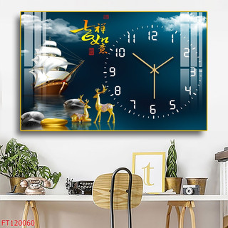 Đồng Hồ Treo Tường Decor Tráng Gương '' THUẬN BUỒM XUÔI GIÓ,HƯU TÀI LỘC,CÔNG GIÁO'' in Uv 5D Cao Cấp.Phong Cách Hiện Đại