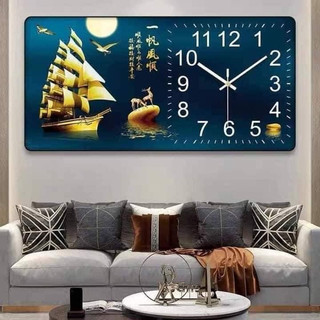 Đồng Hồ Treo Tường Decor Tráng Gương '' THUẬN BUỒM XUÔI GIÓ,HƯU TÀI LỘC,CÔNG GIÁO'' in Uv 5D Cao Cấp.Phong Cách Hiện Đại