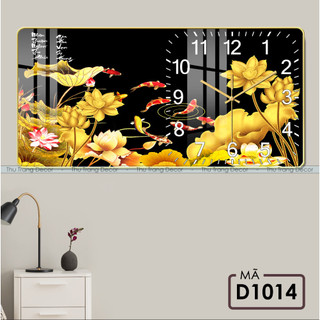 Đồng Hồ Treo Tường Decor Tráng Gương ''Cửa Ngư Quần Hội,Song Ngưu Phát Tài'' in Uv 5D Cao Cấp Phong Cách Hiện Đại
